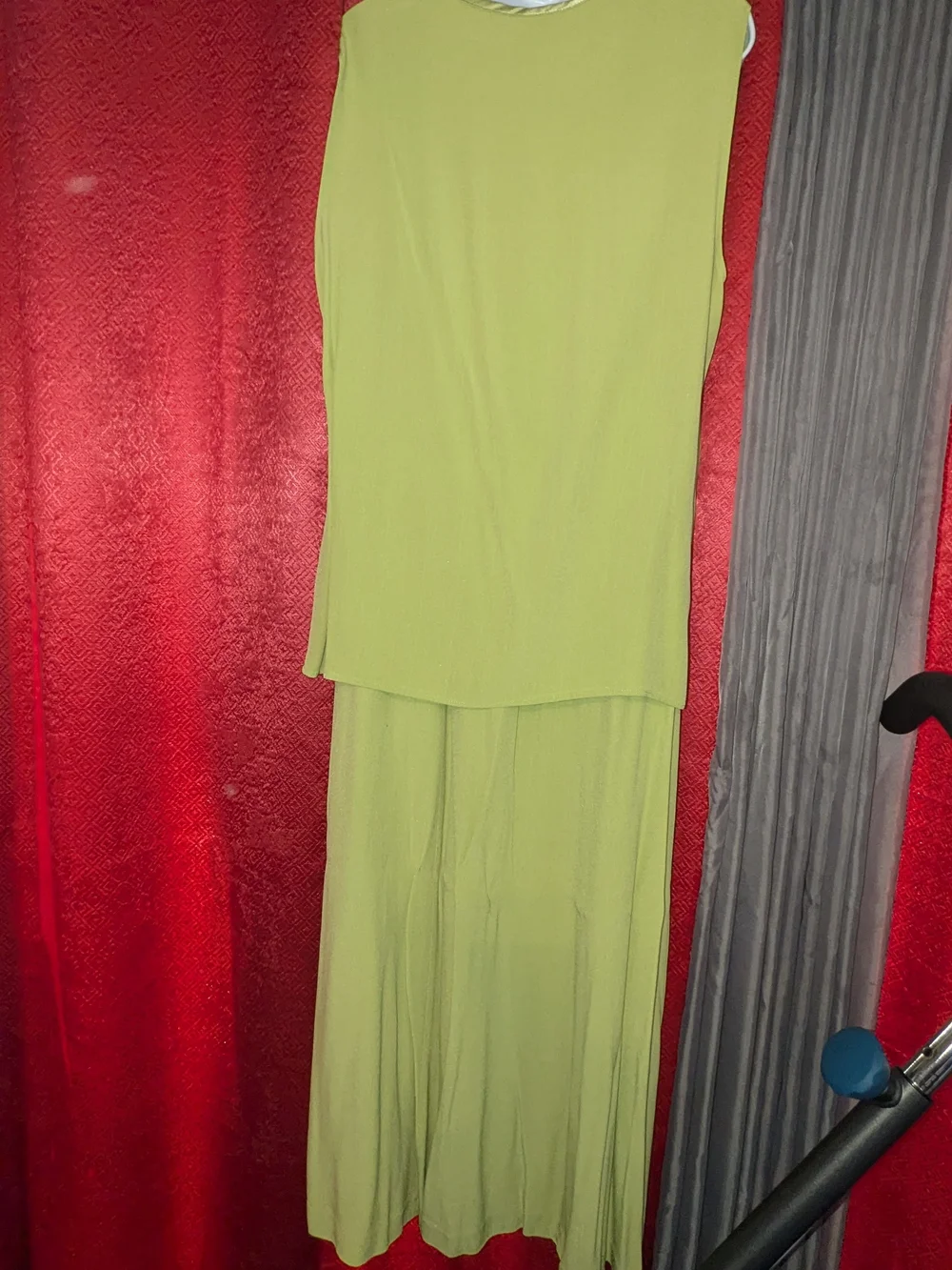 Lime Green Draped Three-Piece Ensemble